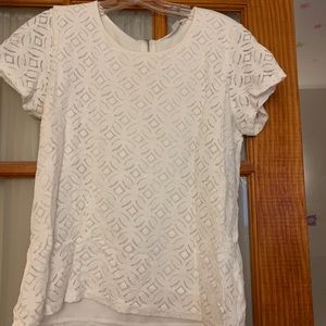 White crochet zipper top.